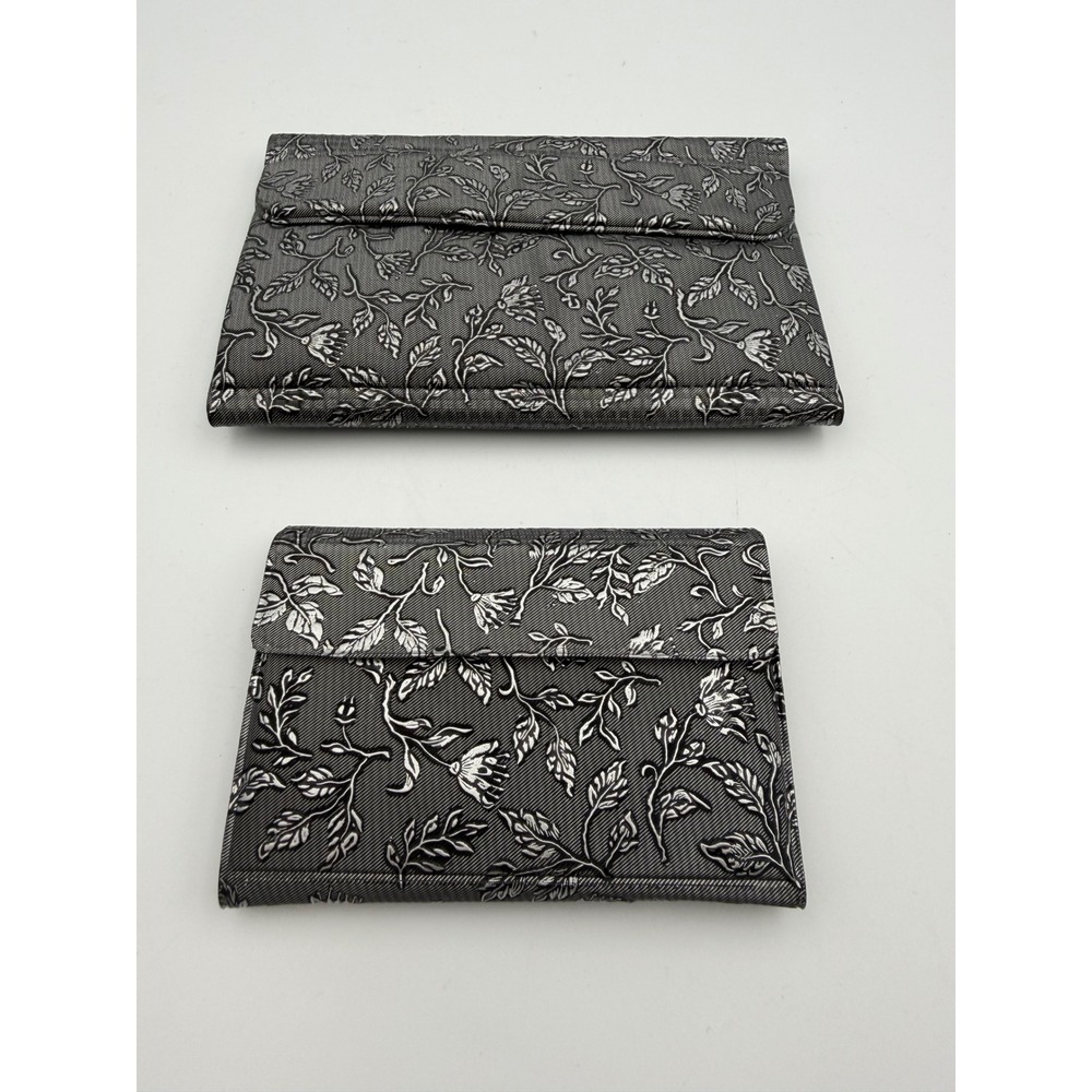 Vintage Grey Floral Organizer Set Checkbook Wallet 1995 1996 Calendar 2 Piece